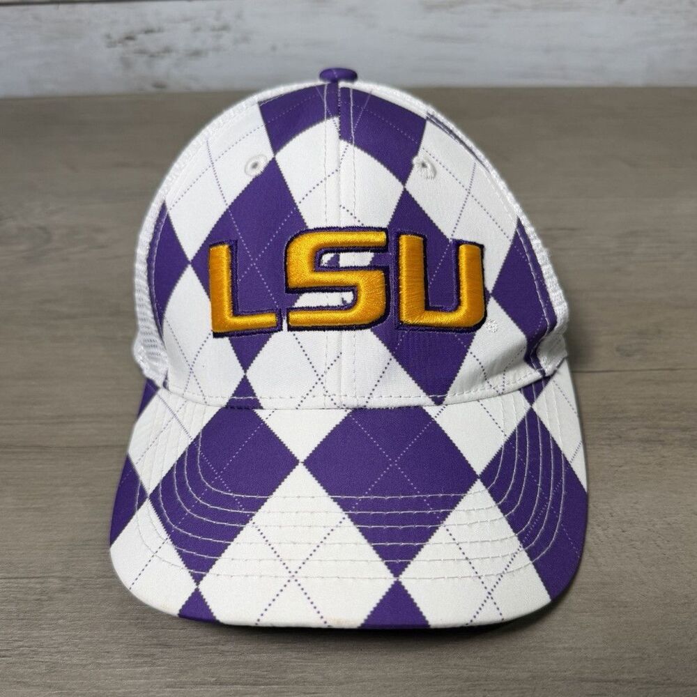 Top of the World LSU Tigers Argyle Mesh Back Cap Hat Purple White One Size